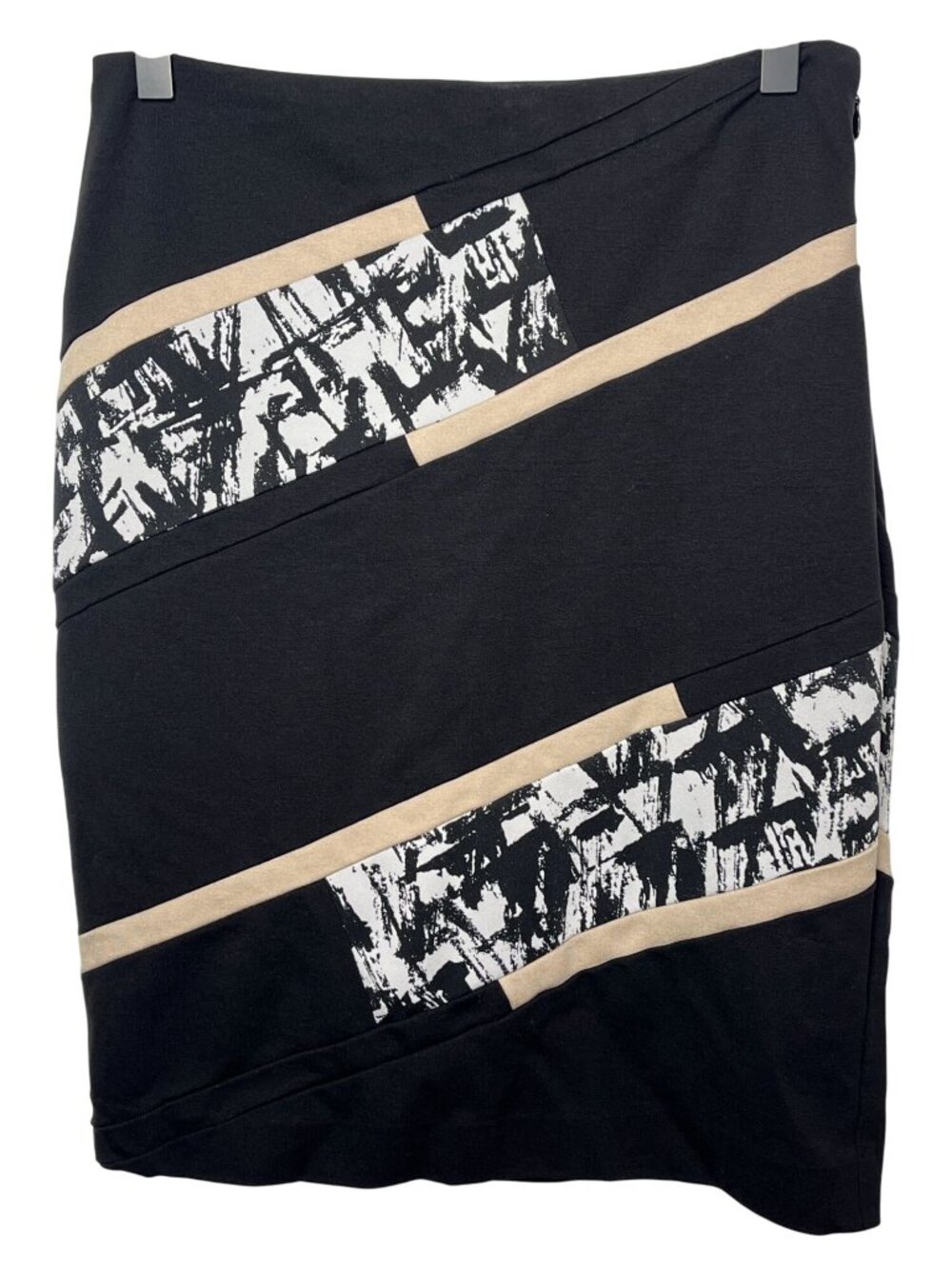 White House Black Market Pencil Skirt Size 2 Black Beige Colorblock